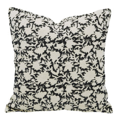 Black & Cream Abstract-Floral Jacquard Cushion Cover 45x45 cm