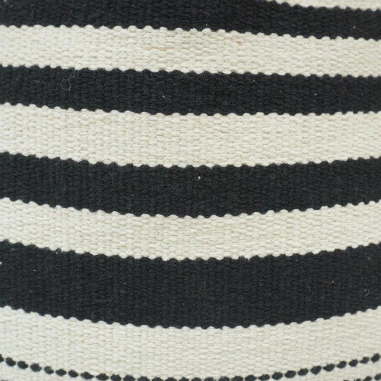 Handmade Black & White Striped Cotton Cushion Cover | Woven Boho Pillow Cover 45x45 cm - Bulk manufacturer & supplier from Panipat, India