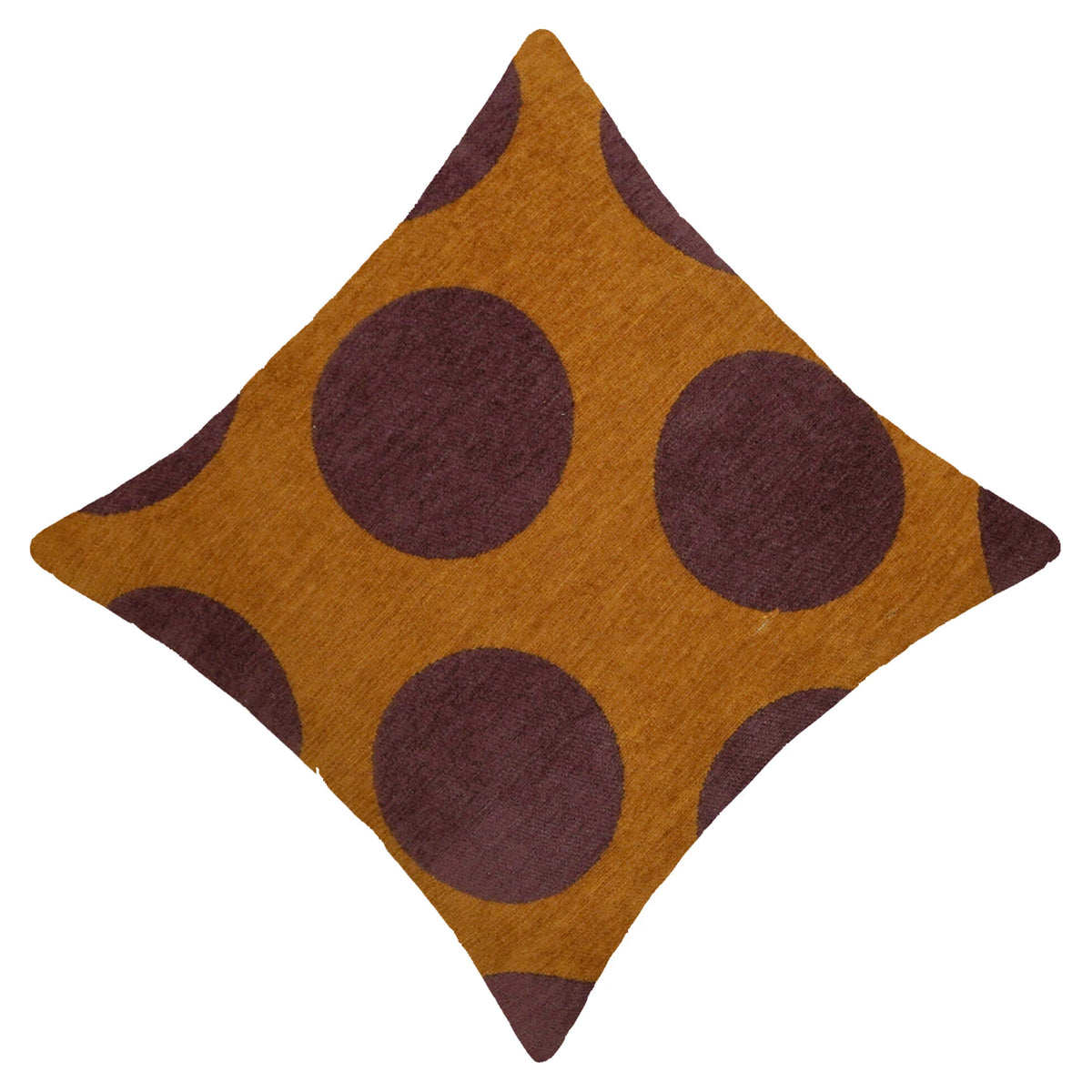 Modern Polka Dot Jacquard Cushion Cover 45x45 cm | Woven Cotton Decorative Throw Pillow Cover | Mustard & Brown | Hidden Zipper - Bulk manufacturer & supplier from Panipat, India