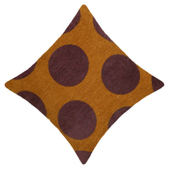 Mustard and brown polka dot jacquard cotton cushion cover 45x45 cm