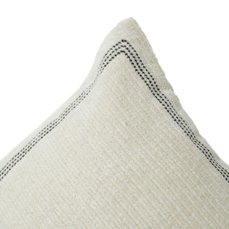 Machine Embroidered Cotton Cushion Cover 45x45 cm | Minimal Geometric Design | Neutral Decorative Pillow Cover