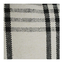 Handgewebter Kissenbezug aus Baumwolle mit schwarzem kariertem Streifenmuster | Minimalistischer moderner Dekokissenbezug | 45x45 cm