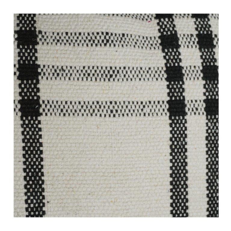 Handwoven Cotton Cushion Cover with Black Checkered Stripe Pattern | Minimalist Modern Throw Pillow Cover | 18x18 Inch