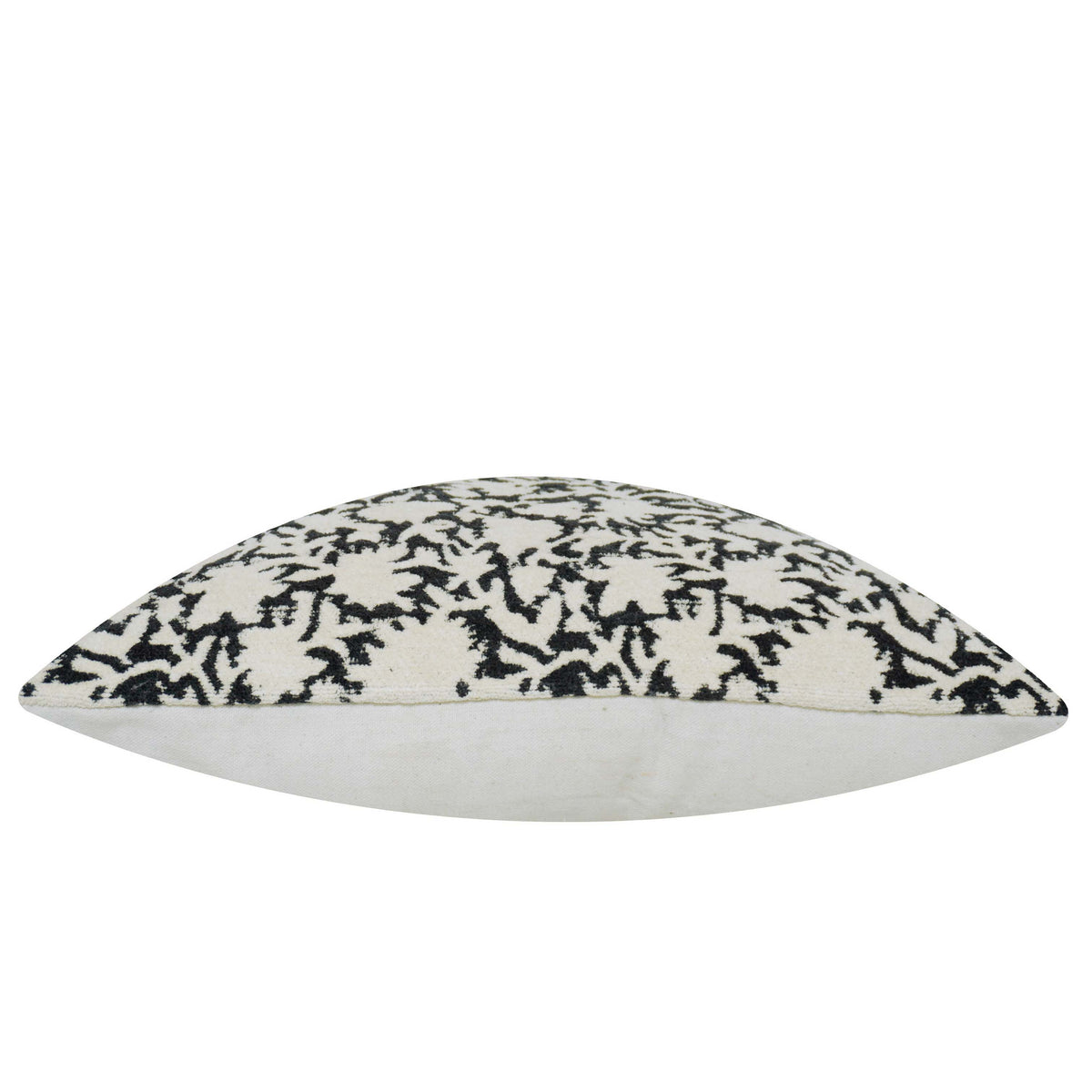Black and cream abstract floral textured jacquard cushion cover 45x45 cm