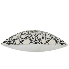 Black and cream abstract floral textured jacquard cushion cover 45x45 cm