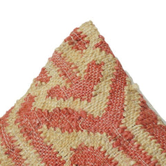 Handwoven Jute Cushion Cover – Natural & Red Geometric Pattern | Rustic Boho Decorative Pillow Case 18x18 Inch