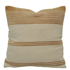 Handwoven Cotton Cushion Cover 45x45 cm | Beige & Ivory Striped Woven Cushion Cover | Decorative Throw Pillow Cover with Hidden Zipper | Modern Boho Home Décor