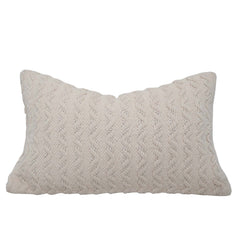 Handmade Textured Cotton Cushion Cover 40x60 cm | Ivory Woven Decorative Lumbar Pillow Cover | Modern Boho Farmhouse Home Décor | Hidden Zipper