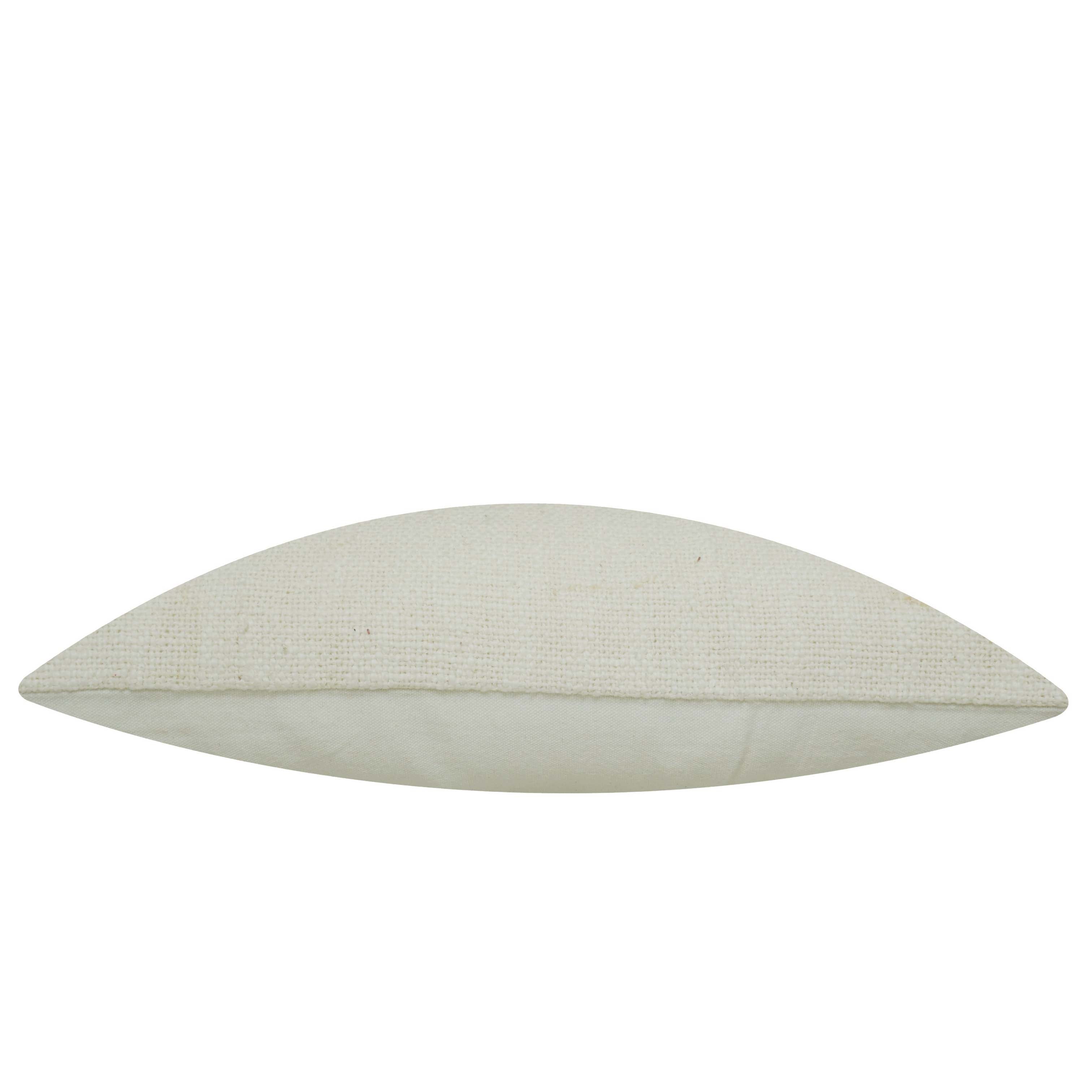 Hand Embroidered Ivory & Mustard Zigzag Cotton Cushion Cover – 35 x 50 cm