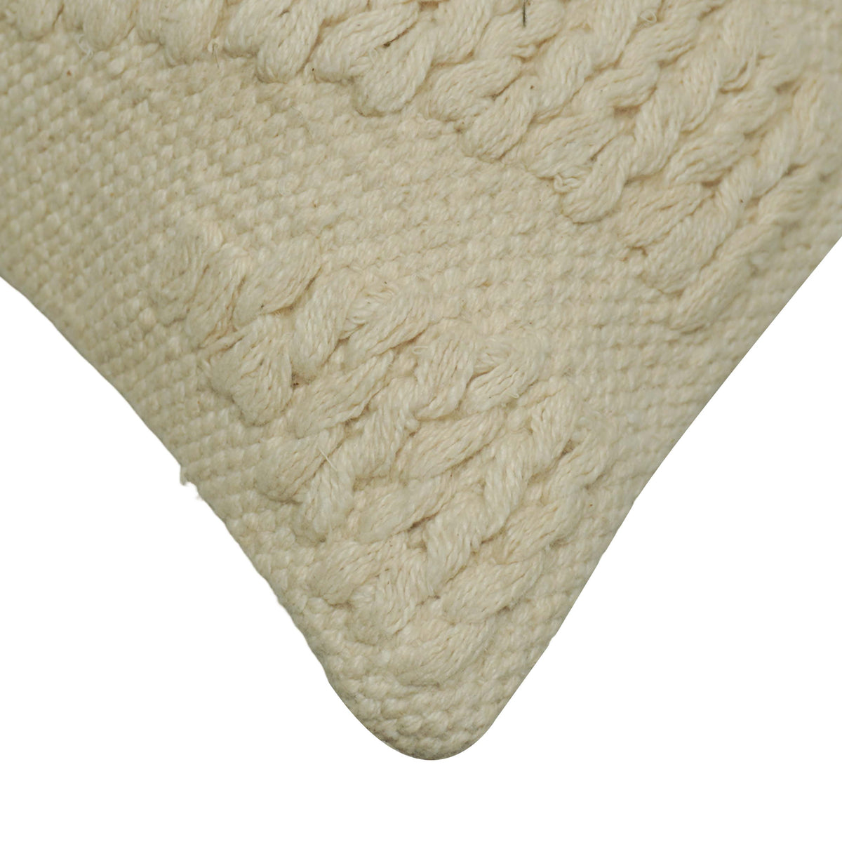 Handwoven Cotton Cushion Cover 45x45 cm | Textured Woven Throw Pillow Cover | Ivory Boho Decorative Cushion Cover | Hidden Zipper | 100% Cotton