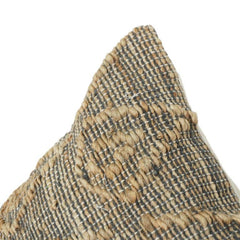 Handwoven Cotton Jute Cushion Cover 45x45 cm | Textured Geometric Pattern | Boho Rustic Decorative Pillow Case | Neutral Earth Tone Sofa Cushion