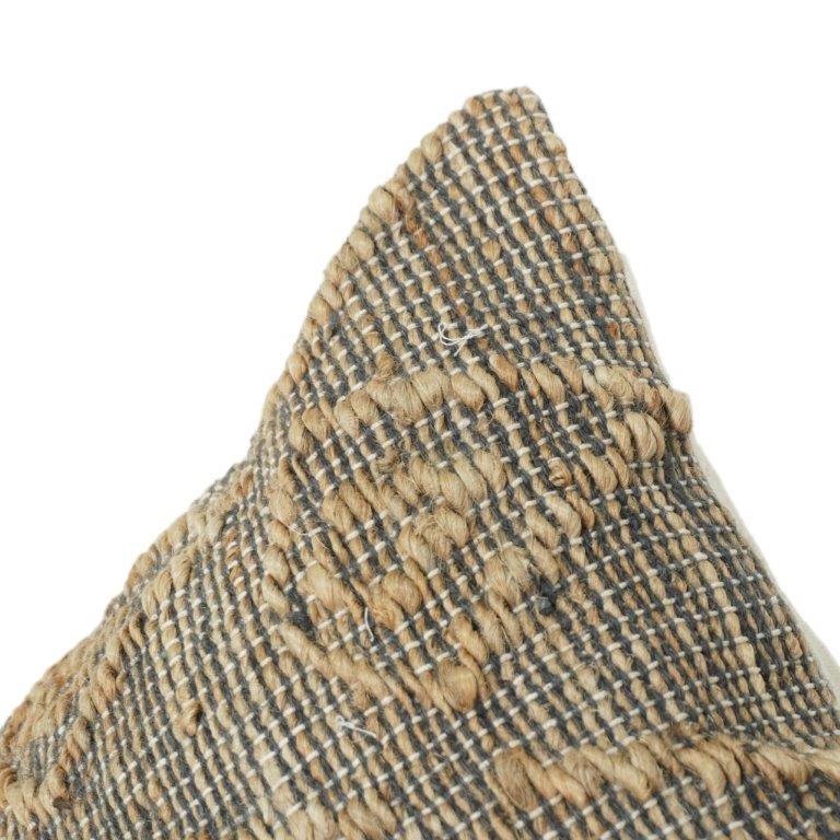 Handwoven Cotton Jute Cushion Cover 45x45 cm | Textured Geometric Pattern | Boho Rustic Decorative Pillow Case | Neutral Earth Tone Sofa Cushion