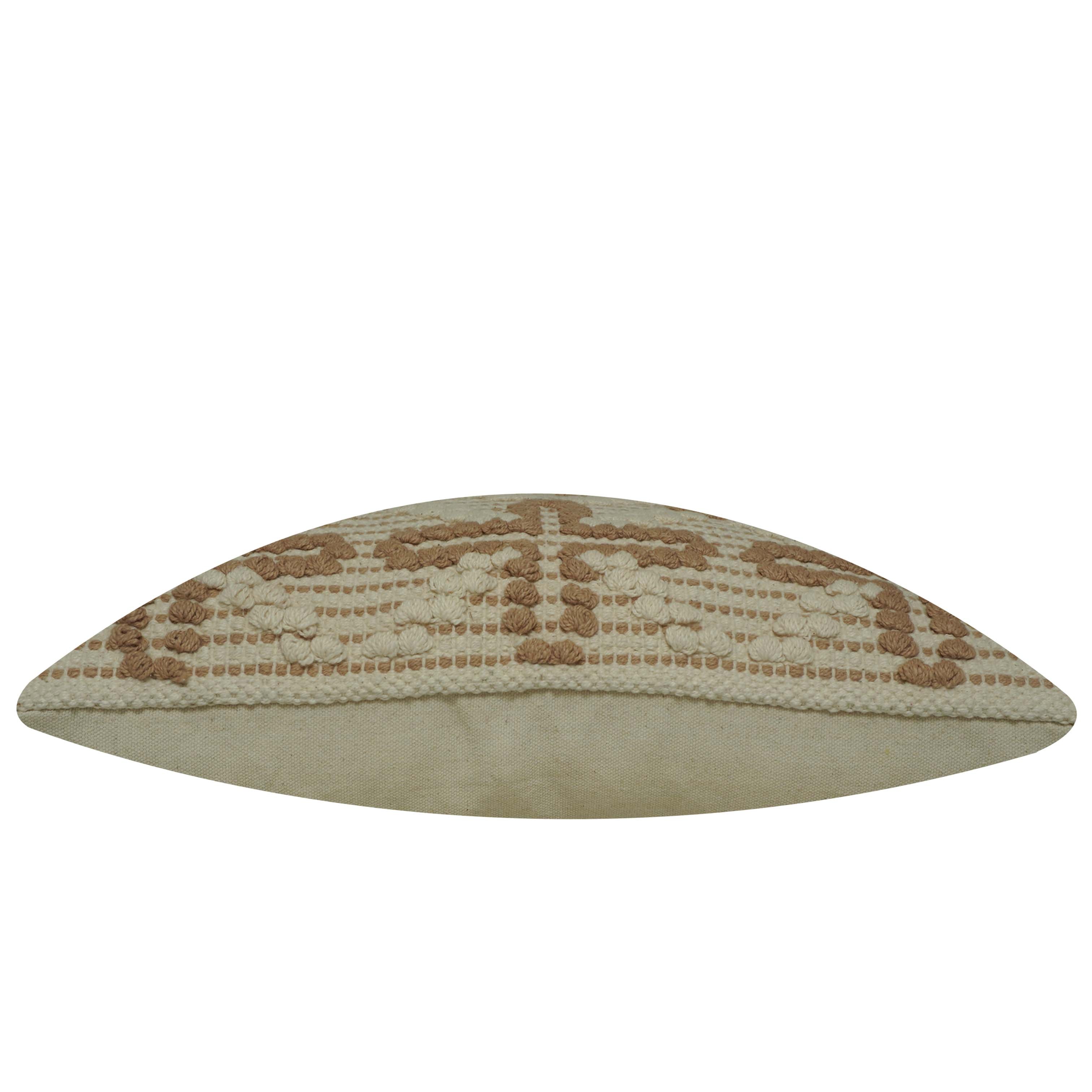 Handwoven Cotton Cushion Cover 45x45 cm | Textured Geometric Woven Design | Decorative Throw Pillow Cover | Beige & Natural | Hidden Zipper