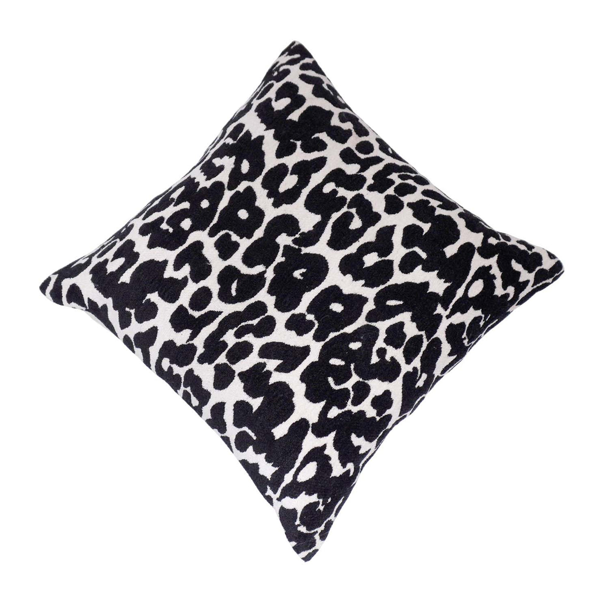 Black & White Leopard Pattern Jacquard Cotton Cushion Cover | 45x45 cm | Modern Animal Print Decorative Pillow Cover - Bulk manufacturer & supplier from Panipat, India
