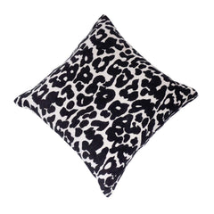 Black & White Leopard Pattern Jacquard Cotton Cushion Cover | 45x45 cm | Modern Animal Print Decorative Pillow Cover