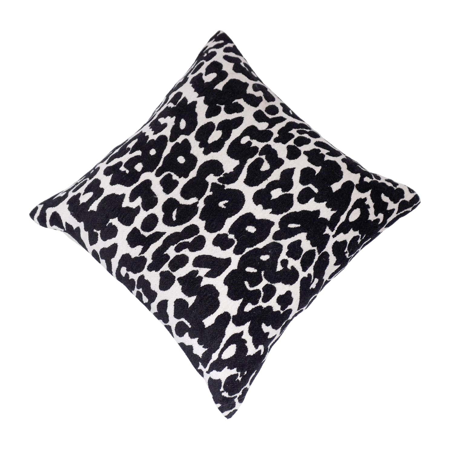 Black & White Leopard Pattern Jacquard Cotton Cushion Cover | 45x45 cm | Modern Animal Print Decorative Pillow Cover