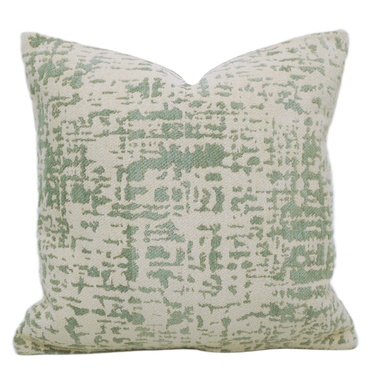 Sage Green & Ivory Abstract Jacquard Cushion Cover – 45 x 45 cm | Textured Cotton Cushion Cover
