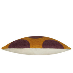 Mustard and brown polka dot jacquard cotton cushion cover 45x45 cm