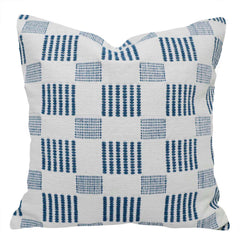 Handwoven Blue & White Geometric Pattern Cushion Cover – 45 x 45 cm