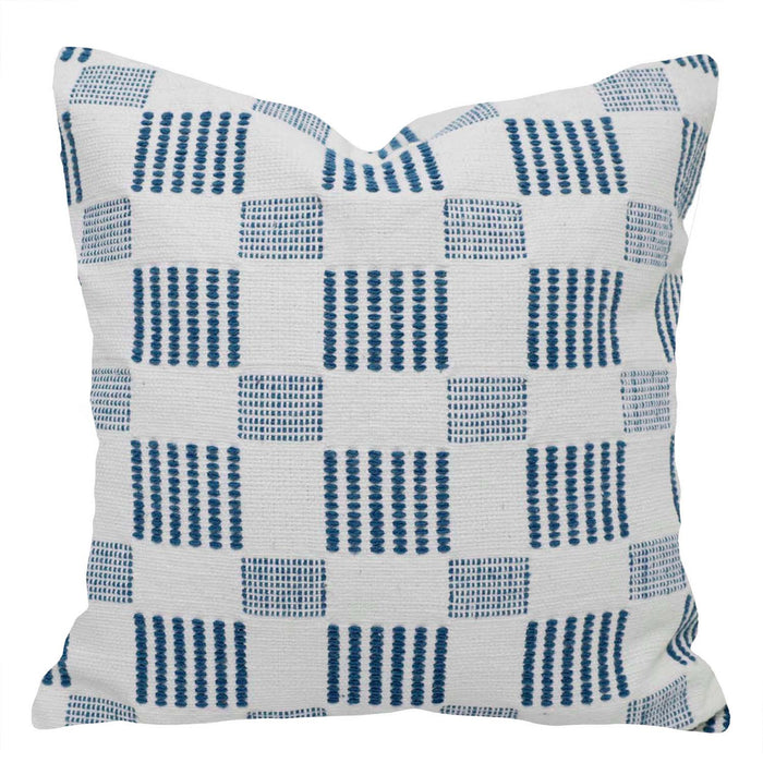 Handwoven Blue & White Geometric Pattern Cushion Cover – 45 x 45 cm