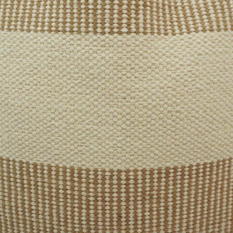 Handwoven Striped Cotton Cushion Cover – Beige & Cream Textured Throw Pillow Cover | 45x45 cm