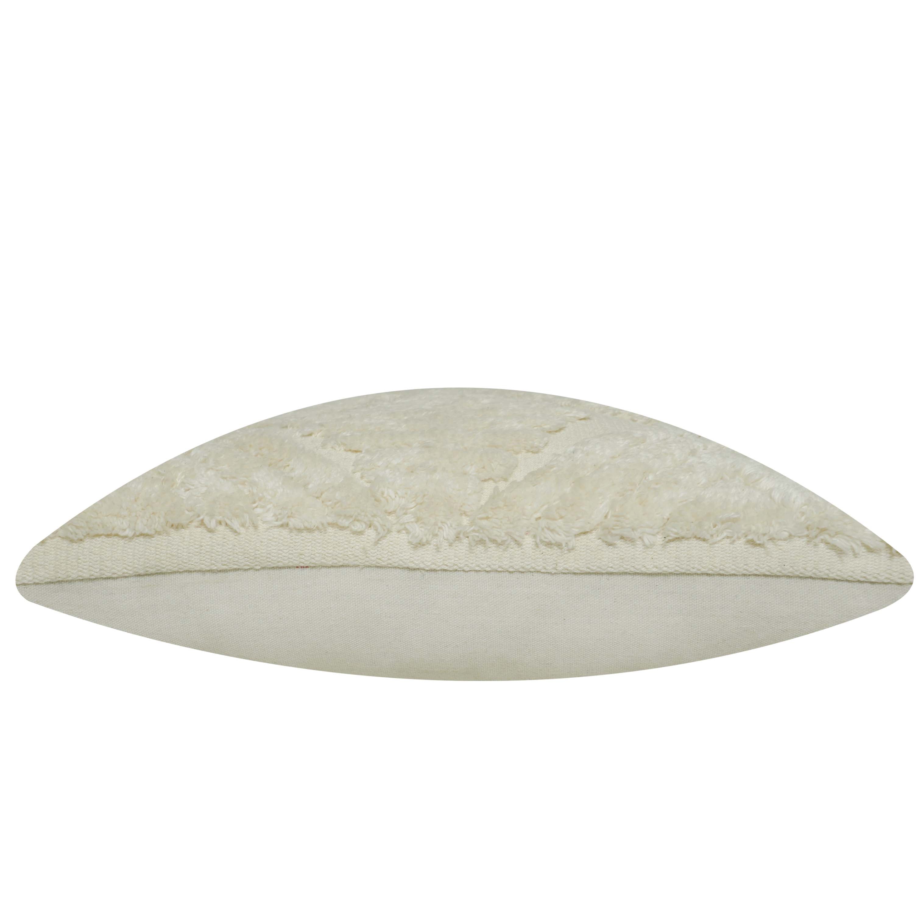 Ivory Tufted Cotton Cushion Cover 45x45 cm | Geometric Textured Boho Decorative Pillow Cover | Handmade Soft Cushion Cover with Hidden Zipper