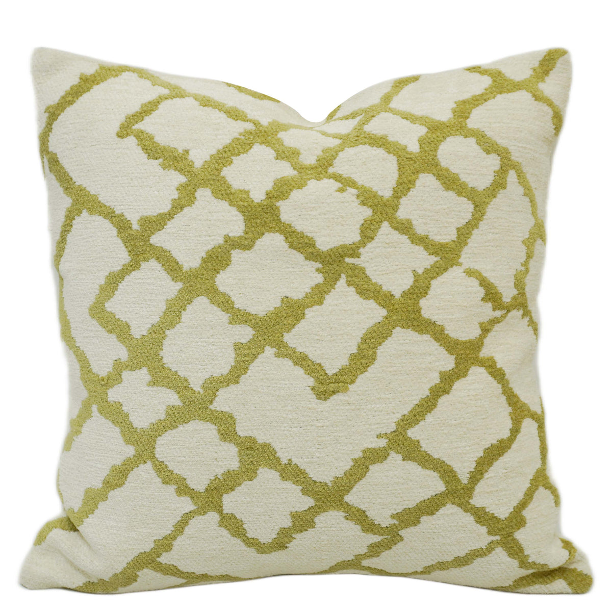Ivory & Olive Geometric Jacquard Cotton Cushion Cover 45x45 cm