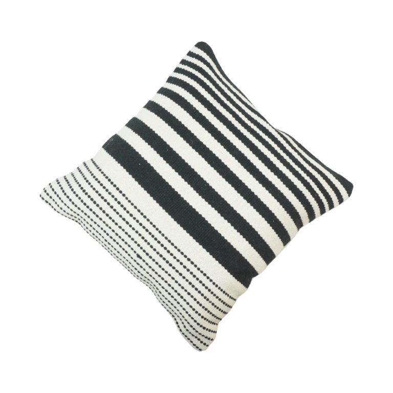 Handmade Black & White Striped Cotton Cushion Cover | Woven Boho Pillow Cover 45x45 cm