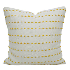 Handwoven White & Yellow Textured Cushion Cover – 45 x 45 cm