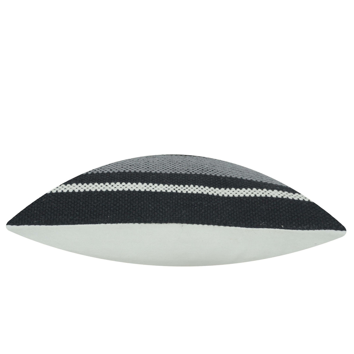 Black grey and ivory striped geometric handwoven cotton cushion cover 45x45 cm