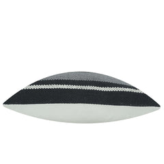 Black grey and ivory striped geometric handwoven cotton cushion cover 45x45 cm