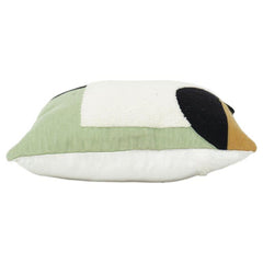 Abstract Geometric Embroidered Cotton Cushion Cover 45x45 cm | Modern Color Block Textured Pillow Case