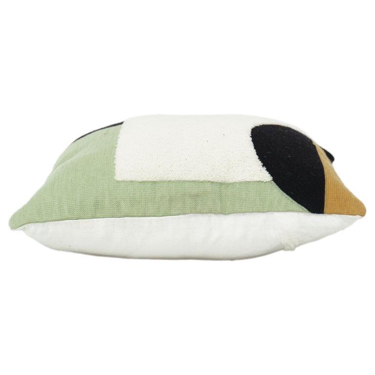 Abstract Geometric Embroidered Cotton Cushion Cover 45x45 cm | Modern Color Block Textured Pillow Case