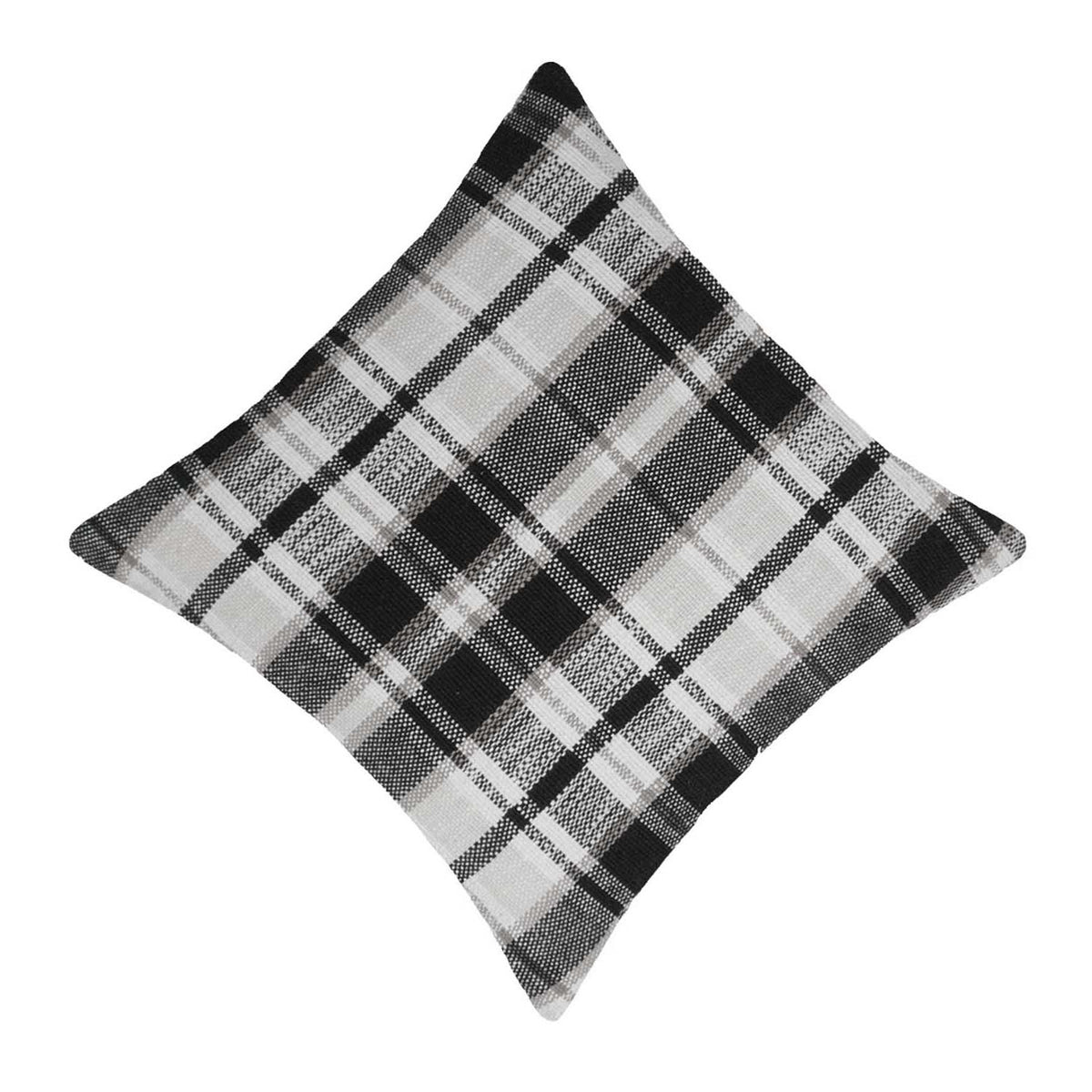 Handwoven Black & White Plaid Cushion Cover 45 x 45 cm | Checkered Woven Cushion Cover