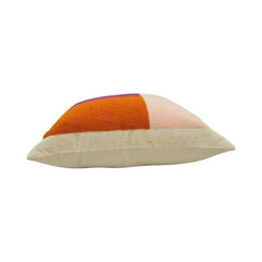 Abstract Embroidered Cotton Cushion Cover 45x45 cm | Modern Textured Decorative Pillow Cover in Plum, Blush & Rust