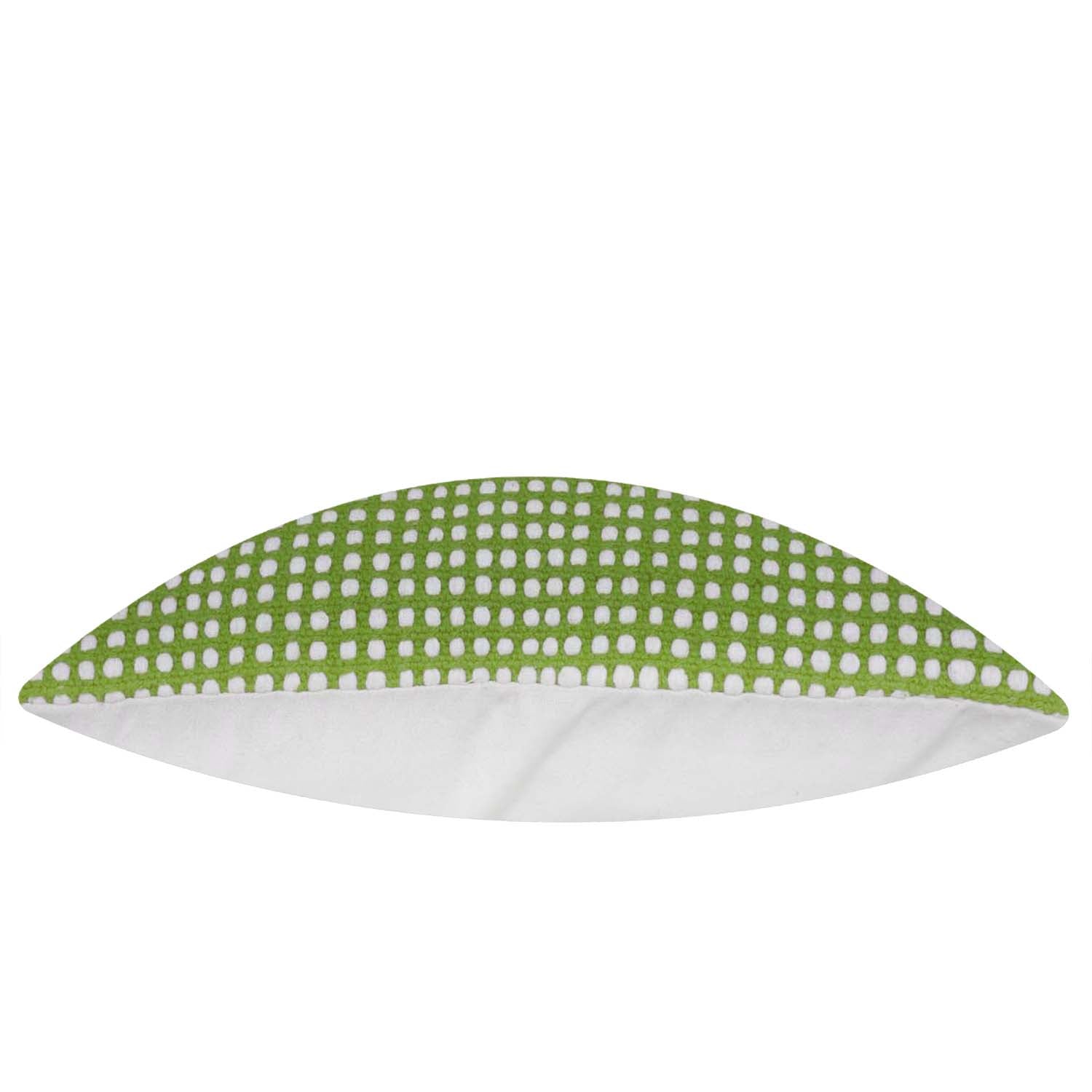 Handwoven Cotton Cushion Cover – Green & White Geometric Dot Pattern, 45 x 45 cm
