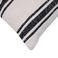 Handmade Black Stripe Cotton Cushion Cover 45x45 cm | Woven Decorative Throw Pillow Cover | Modern Farmhouse & Scandinavian Style