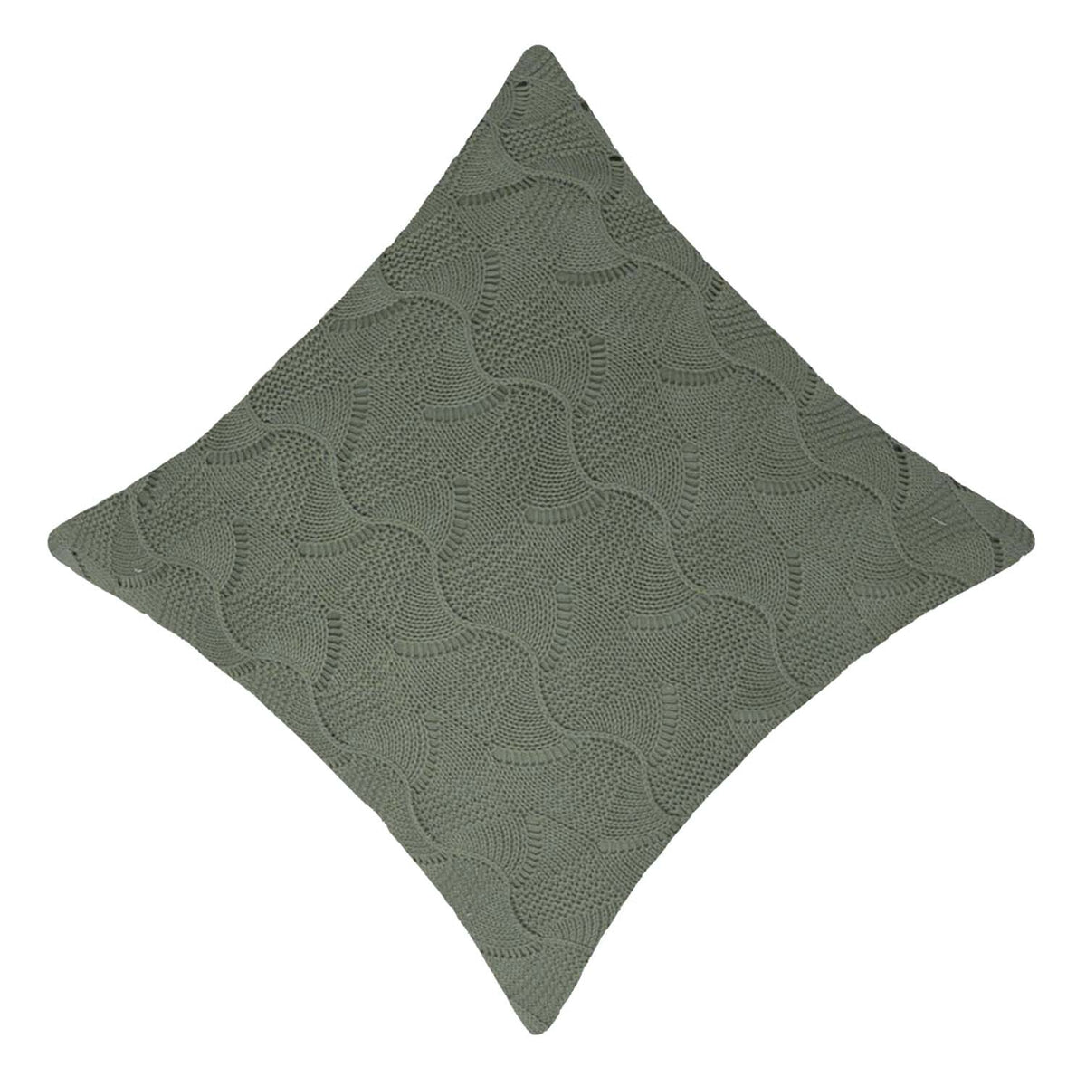 Knitted Olive Green Leaf Pattern Cushion Cover | Textured Decorative Cushion Cover 45 x 45 cm