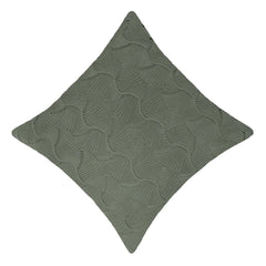 Knitted Olive Green Leaf Pattern Cushion Cover | Textured Decorative Cushion Cover 45 x 45 cm
