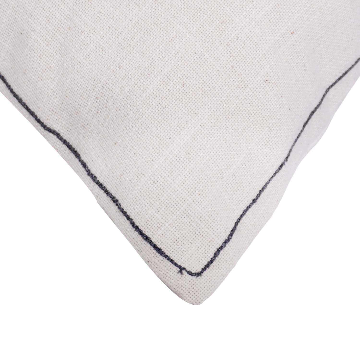 Modern Abstract Embroidered Cotton Cushion Cover 45x45 cm | Geometric Black & Grey Design | Decorative Throw Pillow Cover