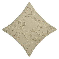 Handcrafted Cotton Heart Appliqué Cushion Cover 45x45 cm | Textured Handmade Decorative Throw Pillow Cover | Hidden Zip | Natural Ivory