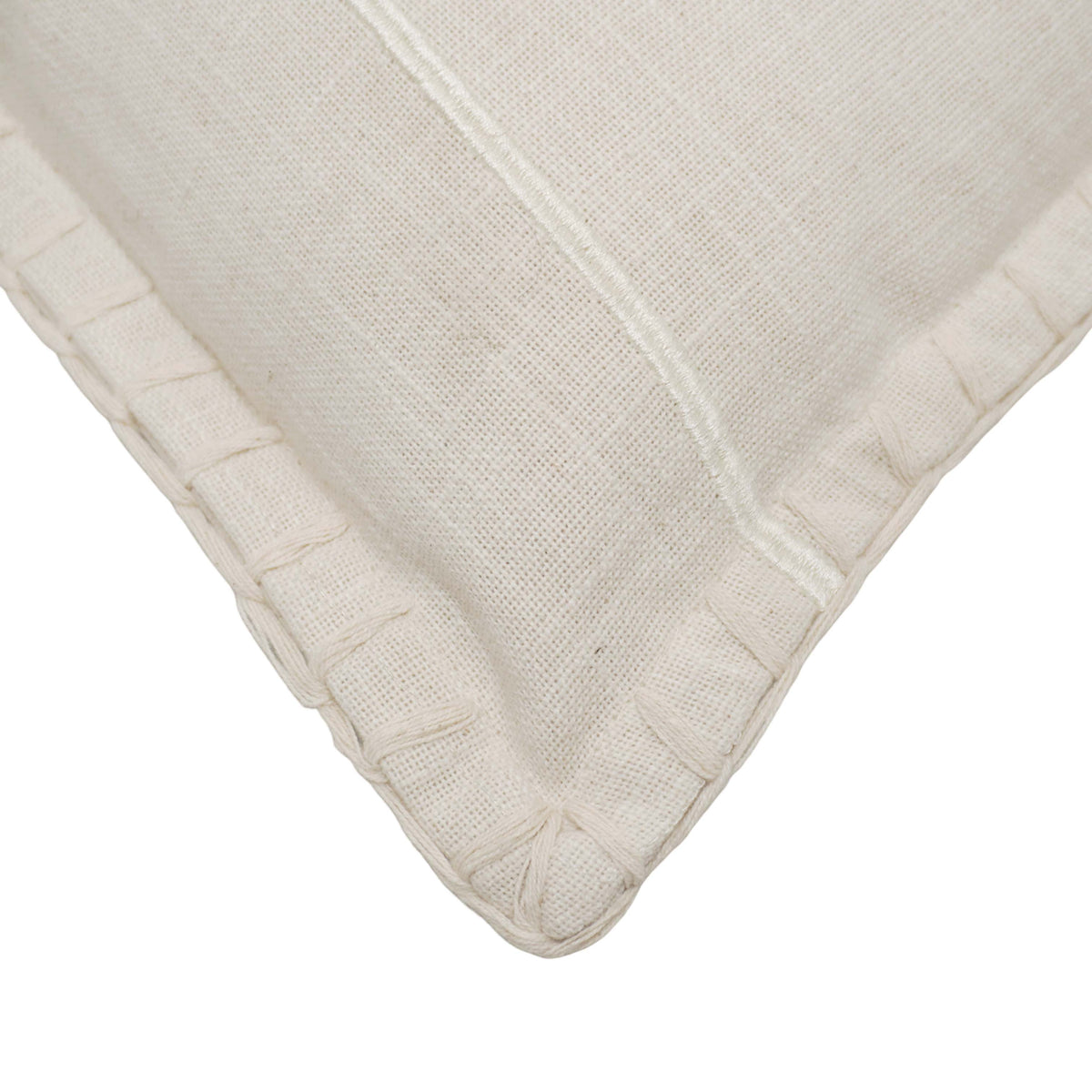 Ivory Palm Tree Embroidered Cotton Cushion Cover 45x45 cm | Tropical Decorative Throw Pillow Cover with Ruffle Edge - Bulk manufacturer & supplier from Panipat, India