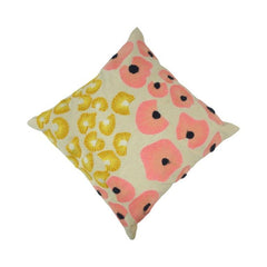 Modern Embroidered Cotton Cushion Cover with Floral Design – 45x45 cm