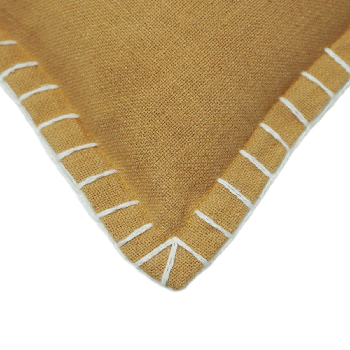 Embroidered Palm Leaf Cushion Cover – Beige & White Threadwork, 35 x 50 cm
