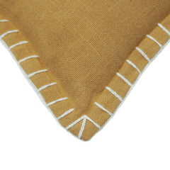 Embroidered Palm Leaf Cushion Cover – Beige & White Threadwork, 35 x 50 cm