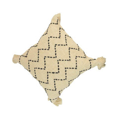 Hand Embroidered Zigzag Cotton Cushion Cover with Tassels – 45x45 cm | Boho Decorative Pillow Cover