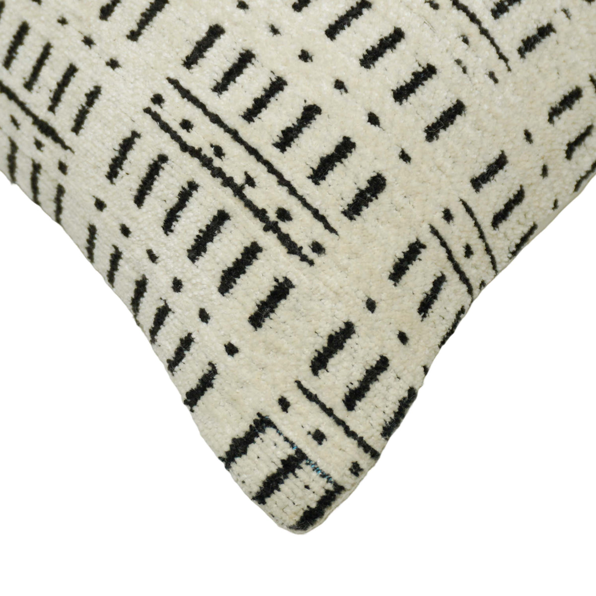 Geometric Jacquard Cotton Cushion Cover 45x45 cm | Woven Textured Throw Pillow Cover | Black & Ivory Decorative Cushion Cover | Hidden Zipper | Modern Boho Home Décor