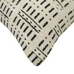 Black and ivory geometric jacquard cotton cushion cover 45x45 cm