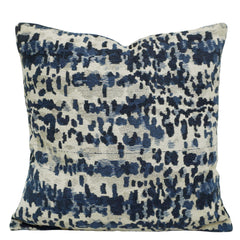 Handwoven Jacquard Cushion Cover – Abstract Navy Blue & Ivory Pattern | 45 x 45 cm