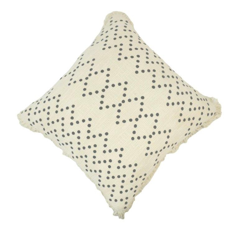 Hand Embroidered Geometric Dot Cotton Cushion Cover – 45 x 45 cm | Boho Textured Throw Pillow Cover - Bulk manufacturer & supplier from Panipat, India